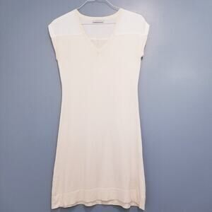 Christopher Fischer Silver Label White Cream Mini Knit Dress V-Neckline